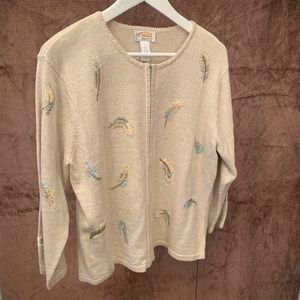 Talbots Ladies Embroidered Feather Sweater